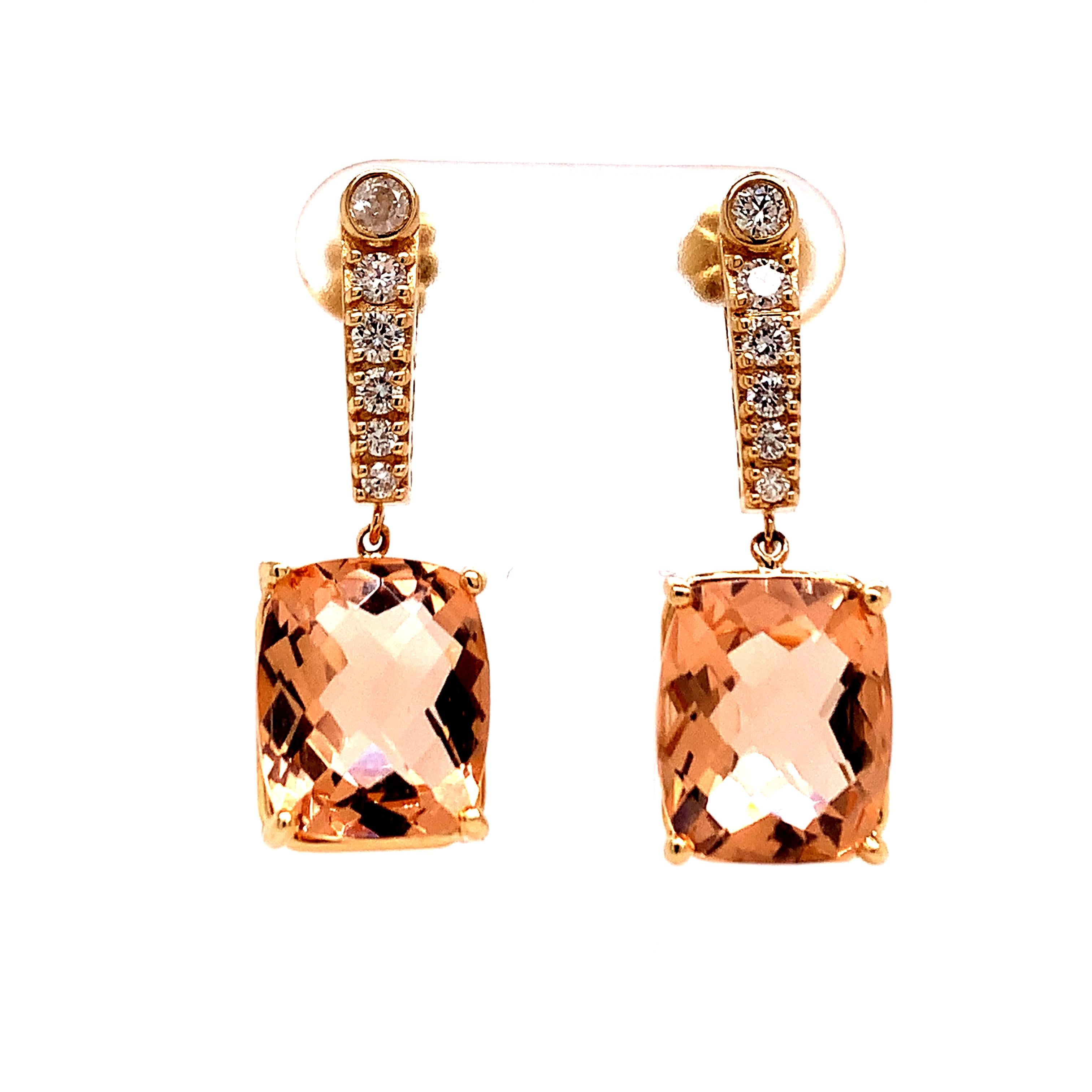 Natural Morganite Diamond Earrings 14k Gold 9.93 TCW Certified For Sale 7