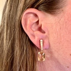 Natural Morganite Diamond Earrings 14k Gold 9.93 TCW Certified