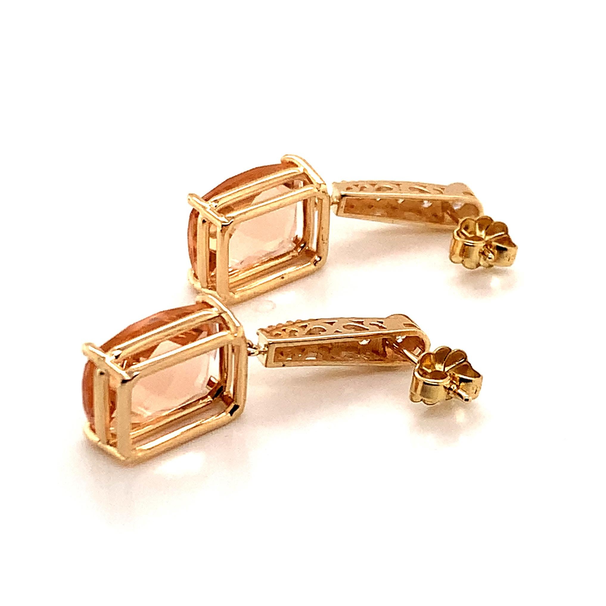 Natural Morganite Diamond Earrings 14k Gold 9.93 TCW Certified For Sale 3