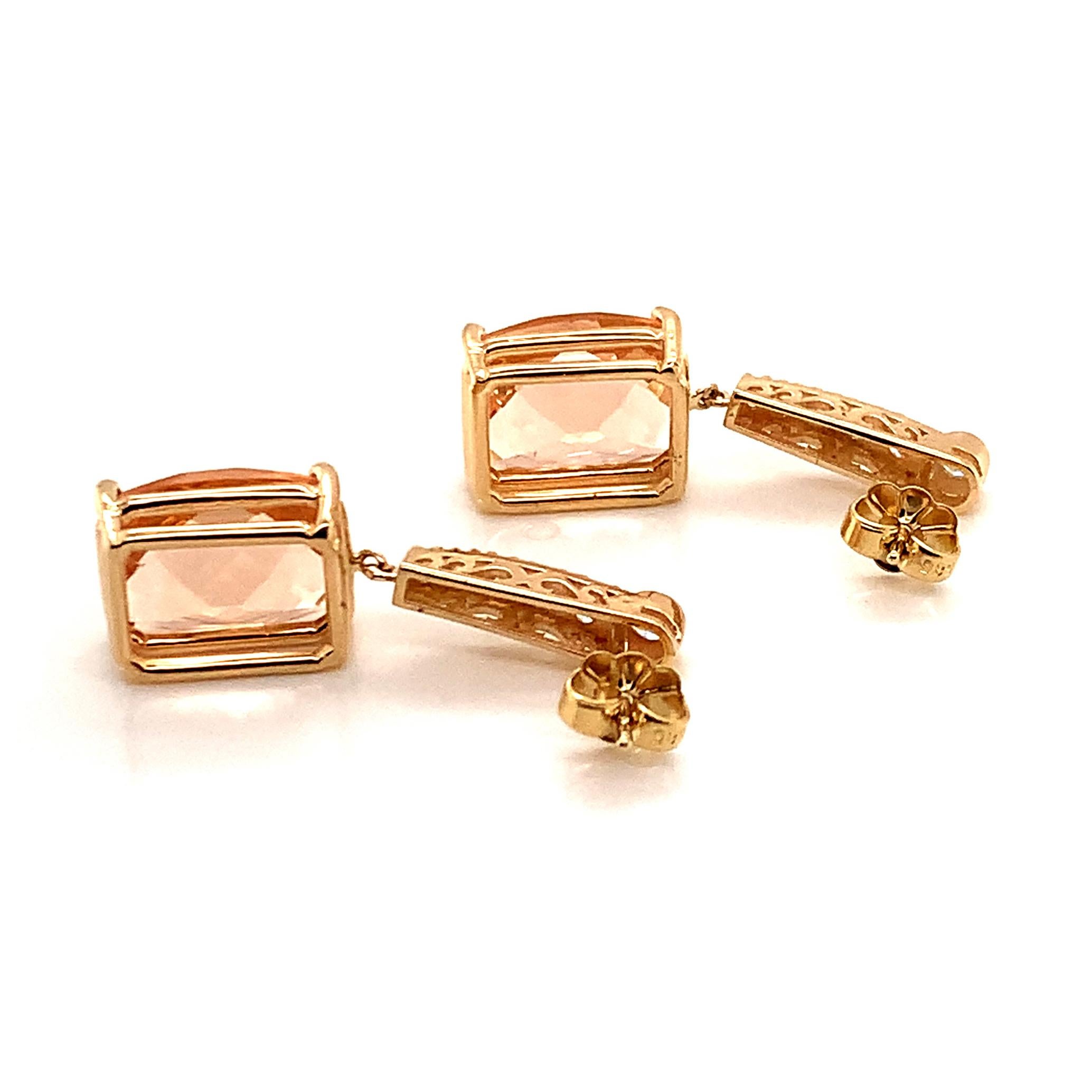 Natural Morganite Diamond Earrings 14k Gold 9.93 TCW Certified For Sale 5