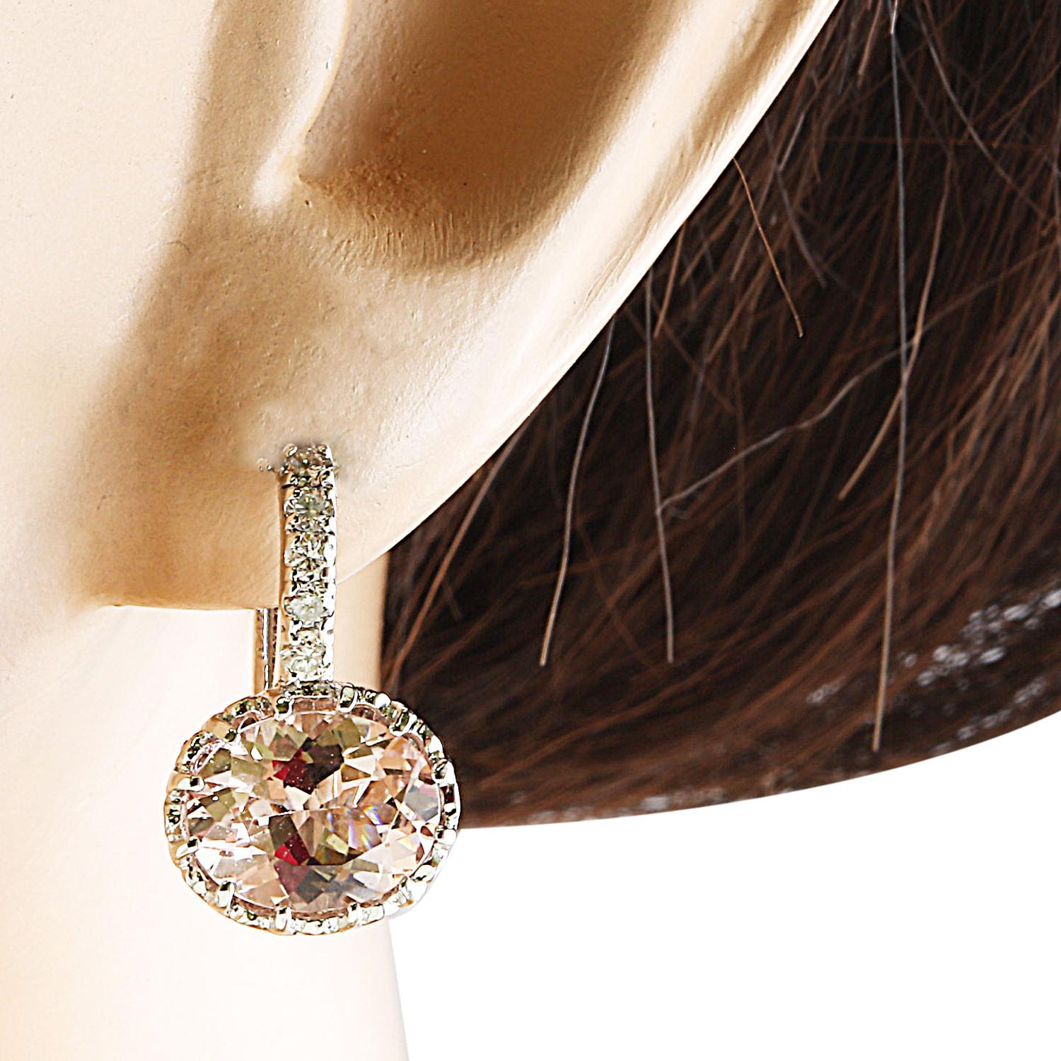 Schillernde Morganit-Diamant-Ohrringe: Luxuriöse Eleganz in massivem 14-karätigem Weißgold (Ovalschliff) im Angebot