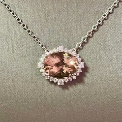 Natürliche Morganit-Diamant-Halskette 14k Gold 10,67 TCW zertifiziert