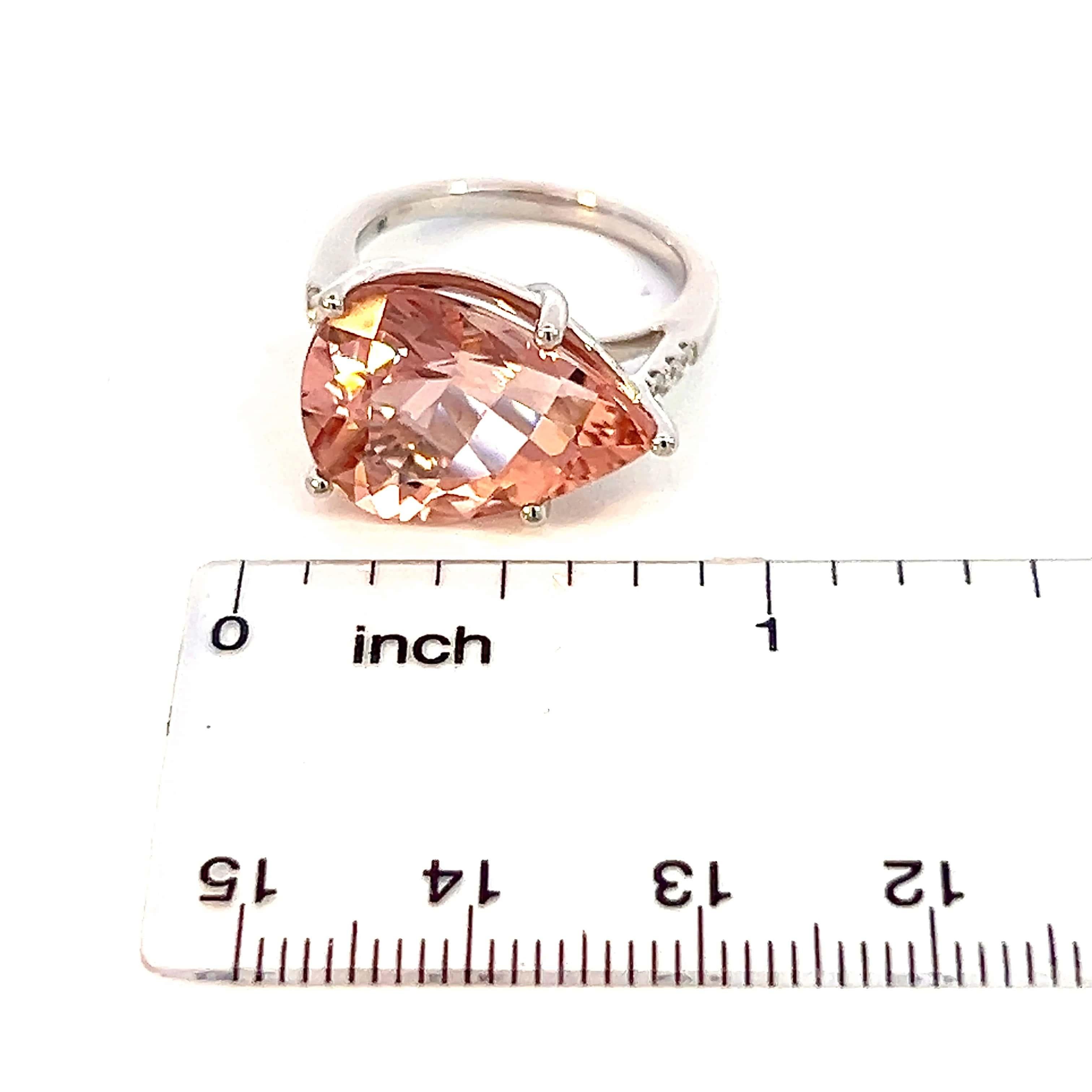 Natural Morganite Diamond Ring 6.5 14k White Gold 8.99 TCW Certified  For Sale 9
