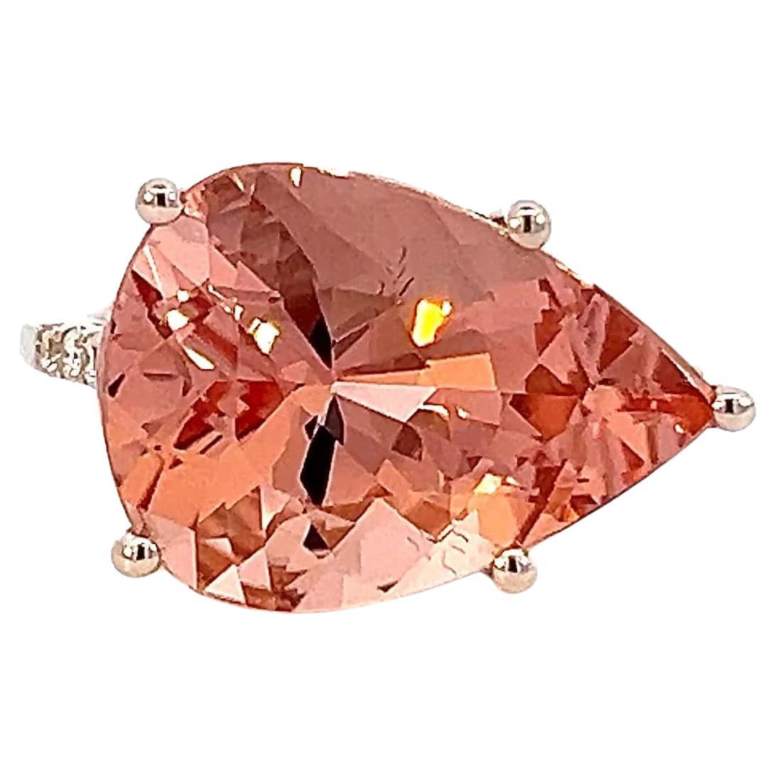 Natural Morganite Diamond Ring 6.5 14k White Gold 8.99 TCW Certified  For Sale