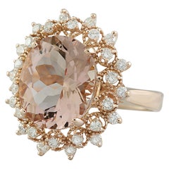 Natural Morganite Diamond Ring In 14 Karat Rose Gold