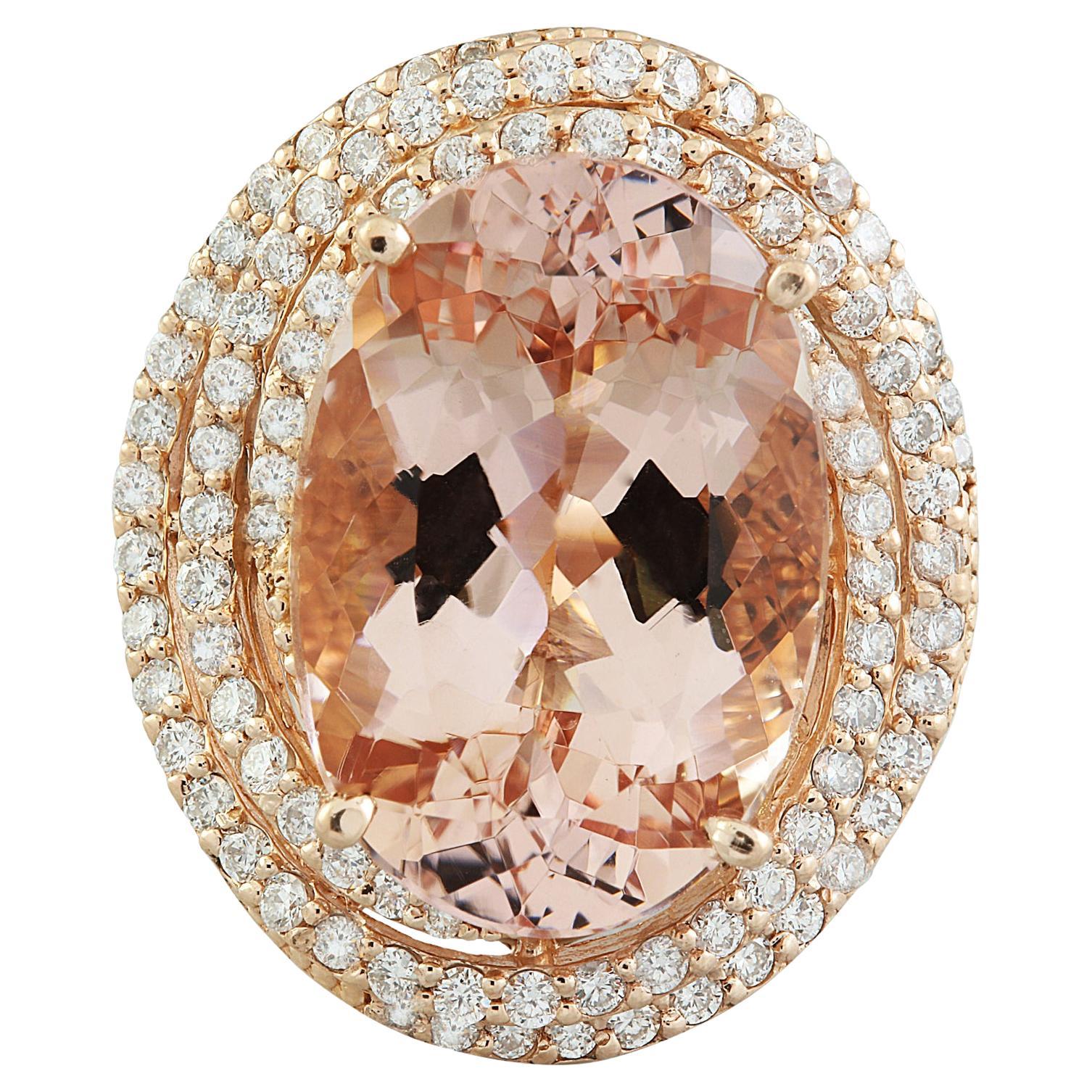Natural Morganite Diamond Ring In 14 Karat Rose Gold