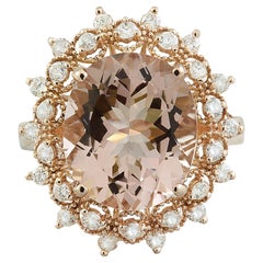 Natural Morganite Diamond Ring In 14 Karat Rose Gold