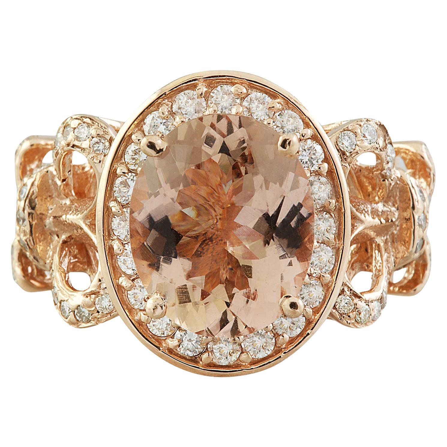 Natural Morganite Diamond Ring In 14 Karat Rose Gold 