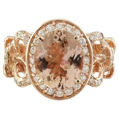 Natural Morganite Diamond Ring In 14 Karat Rose Gold