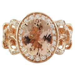 Bague en or rose 14 carats avec Morganite naturelle 