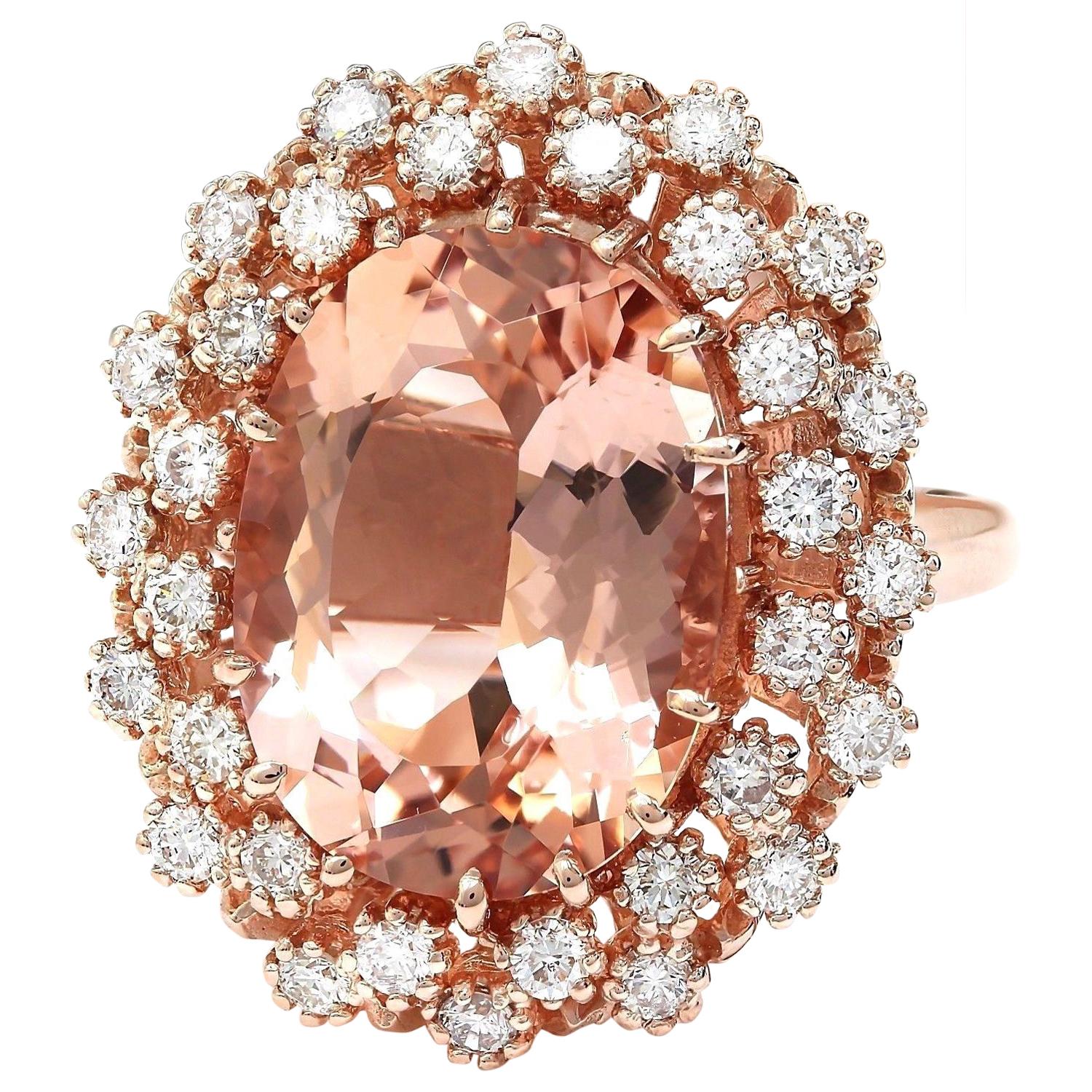 9.50 Carat Natural Morganite 14K Solid Rose Gold Diamond Ring
 Material: 14K Rose Gold
 Mainstone: Morganite
 Stone Color: Peach
 Stone Weight: 8.50 Carat
 Stone Shape: Oval
 Stone Dimensions: 16.00x12.00 mm
 Stone Creation Method: Natural
 Stone