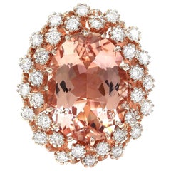 Natural Morganite Diamond Ring In 14 Karat Solid Rose Gold