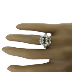 Natural Morganite Diamond Ring In 14 Karat Solid White Gold
