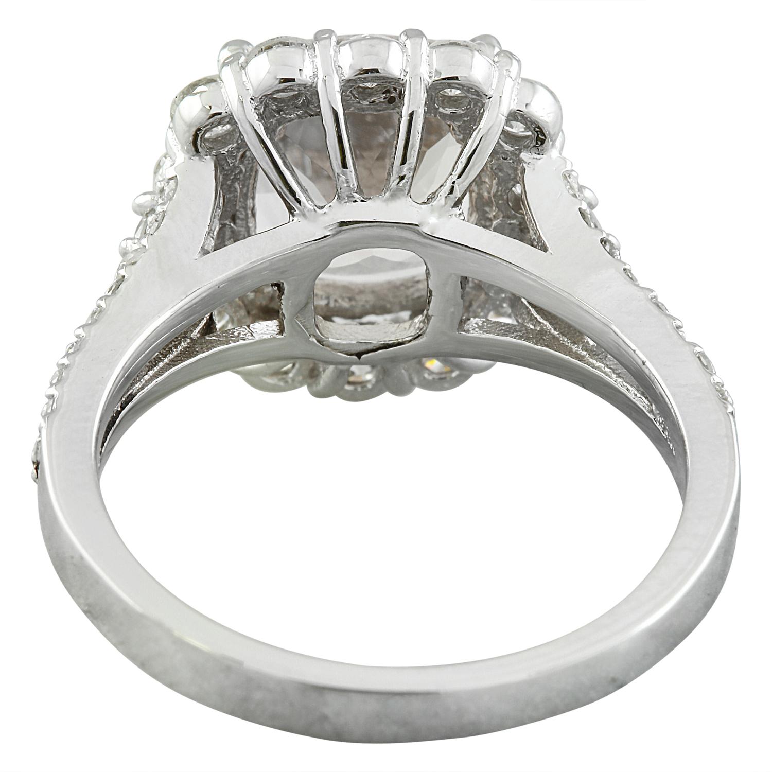 Natural Morganite Diamond Ring In 14 Karat Solid White Gold In New Condition For Sale In Manhattan Beach, CA