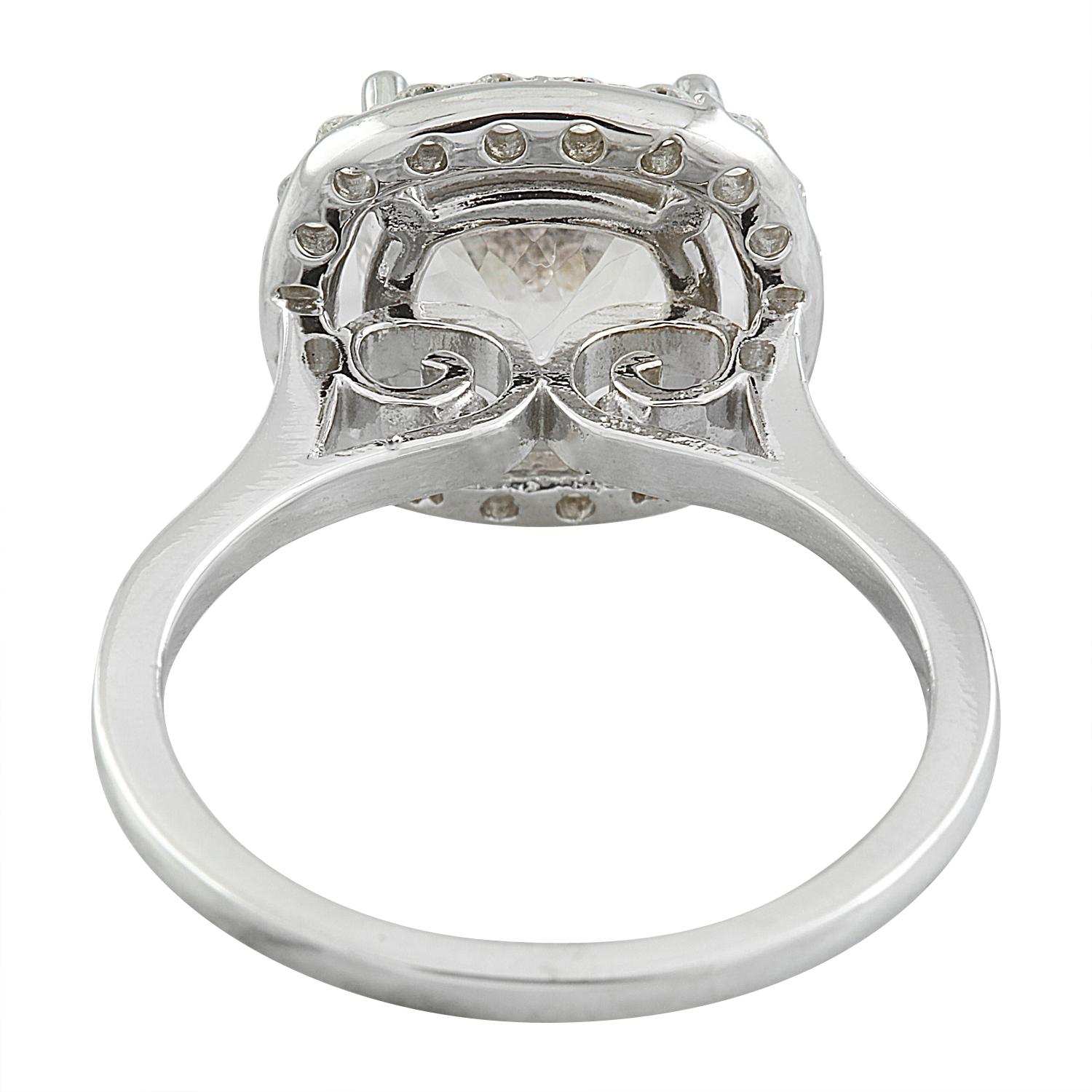 Women's Natural Morganite Diamond Ring in 14 Karat Solid White Gold For Sale