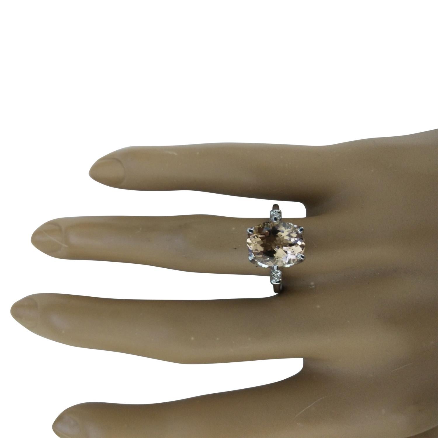 Natural Morganite Diamond Ring In 14 Karat White Gold In New Condition For Sale In Manhattan Beach, CA