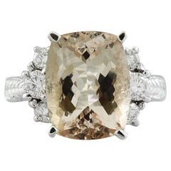 Natural Morganite Diamond Ring In 14 Karat White Gold