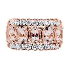Natural Morganite Ring Dainty 925 Sterling Silver Minimalist Morganite Jewelry