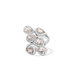 Natural Morganite Ring- Sterling Silver Engagement Ring For Women Promise Ring