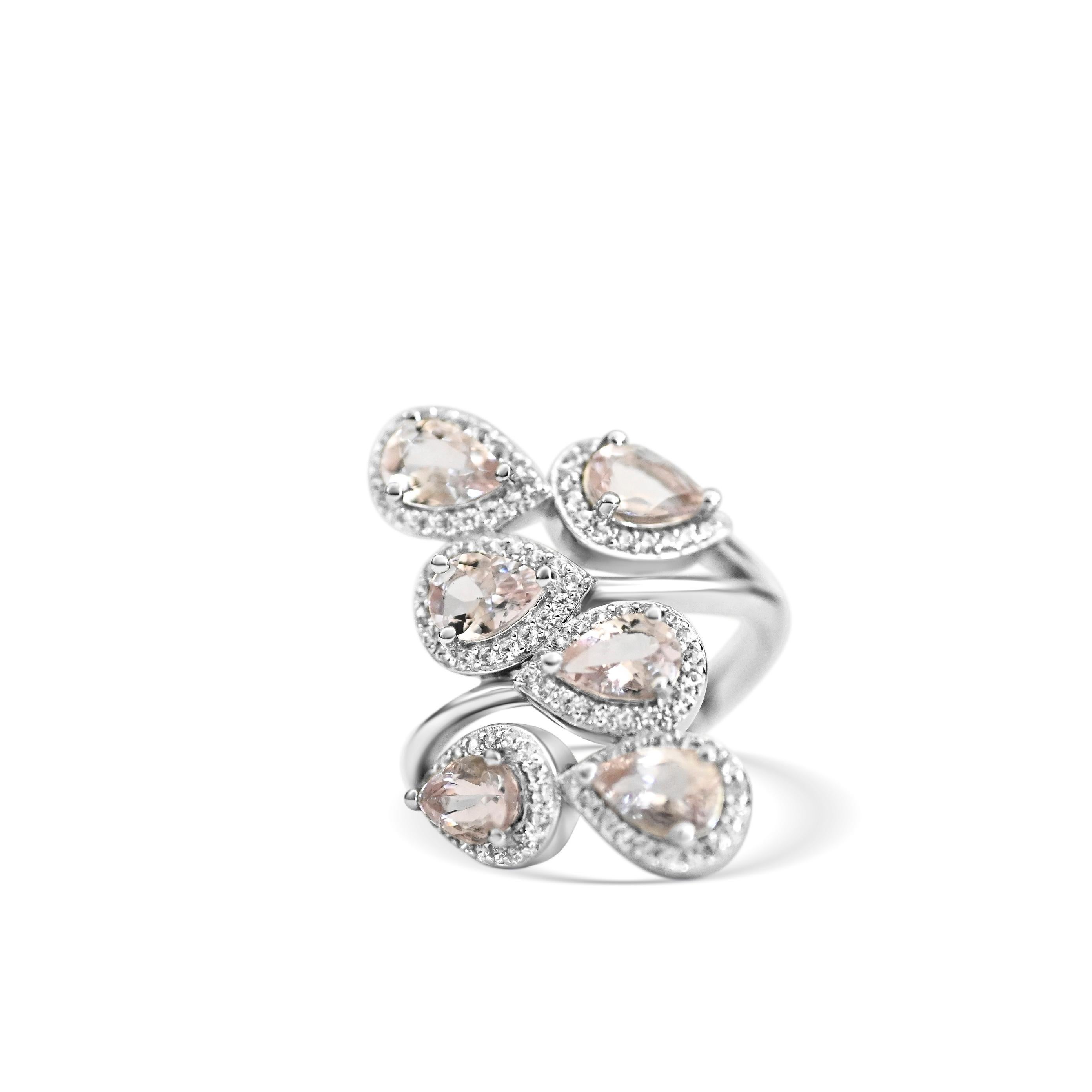 Natürlicher Morganit-Verlobungsring aus Sterlingsilber-Verlobungsring für Damen mit Verlobungsring (Tropfenschliff) im Angebot