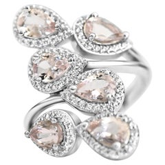 Anello di Morganite naturale - Anello di fidanzamento in argento sterling per donne - Anello della promessa