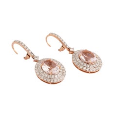 Ohrringe aus 18-karätigem Gold mit Morganit und Diamanten im Halo-Design, 4,82 ct und 2,05 ct