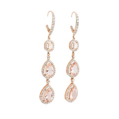 Natürliche 4,75cts Morganit & 1,52cts Diamant-Ohrring in 18k Gold