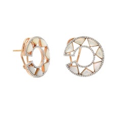 Natural Mother of Pearl 6.41cts & Diamond 0.97cts Earring in 18k Gold