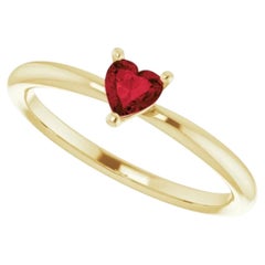 Natural Mozambique Garnet Heart Solitaire Ring, Set in 14K Yellow Gold