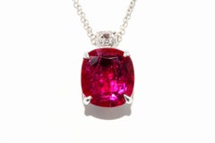 Natural Mozambique No Heat Ruby and Diamond Platinum Necklace