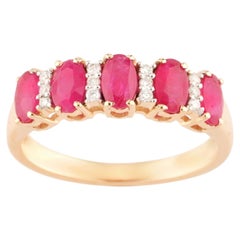 Natural Mozambique Ruby Ring With Diamonds 1.44 Carats 9K Yellow Gold
