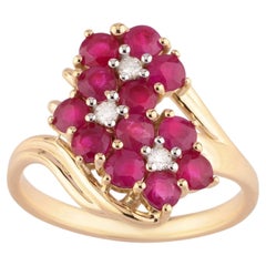 Natürlicher Mosambik Rubin Ring mit Diamanten 1,78 Karat 9K Gelbgold