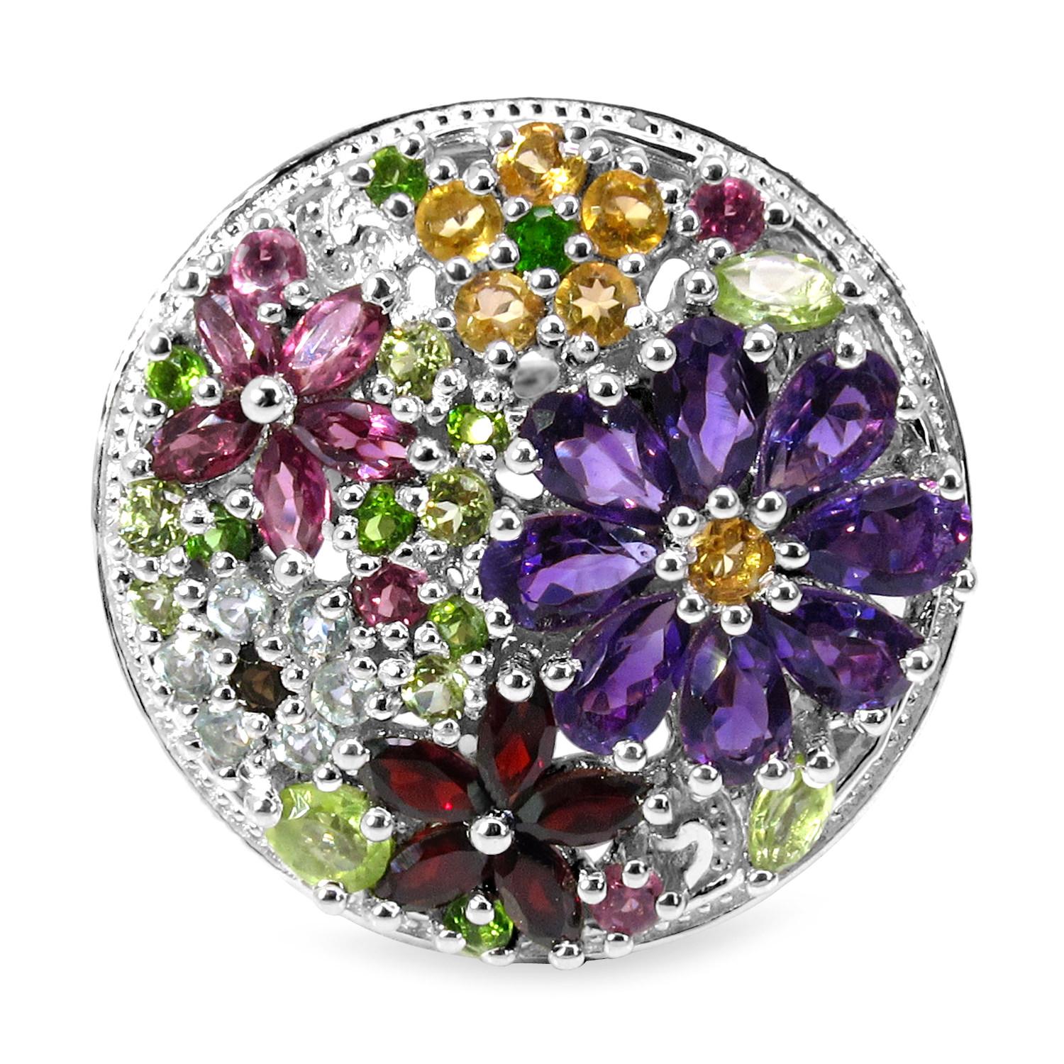 multi gemstone flower ring