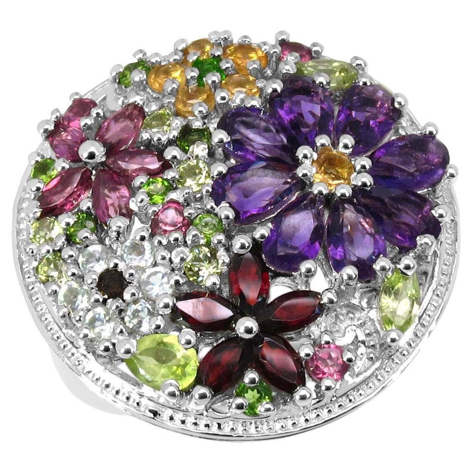 18 Karat Gold Cocktail Ring with Multi-Color Stones For Sale at 1stDibs
