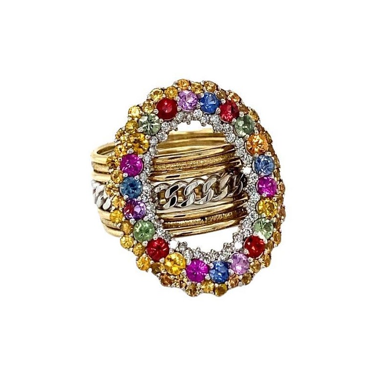 3.32 Carat Natural Multi Color Sapphires and Natural Diamond Yellow Gold Cocktail Ring

A Stunning and Unique piece to say the least!   Our in-house designer is carefully curated this ring and it's very unique and pretty

Item Specs: 
44 Natural