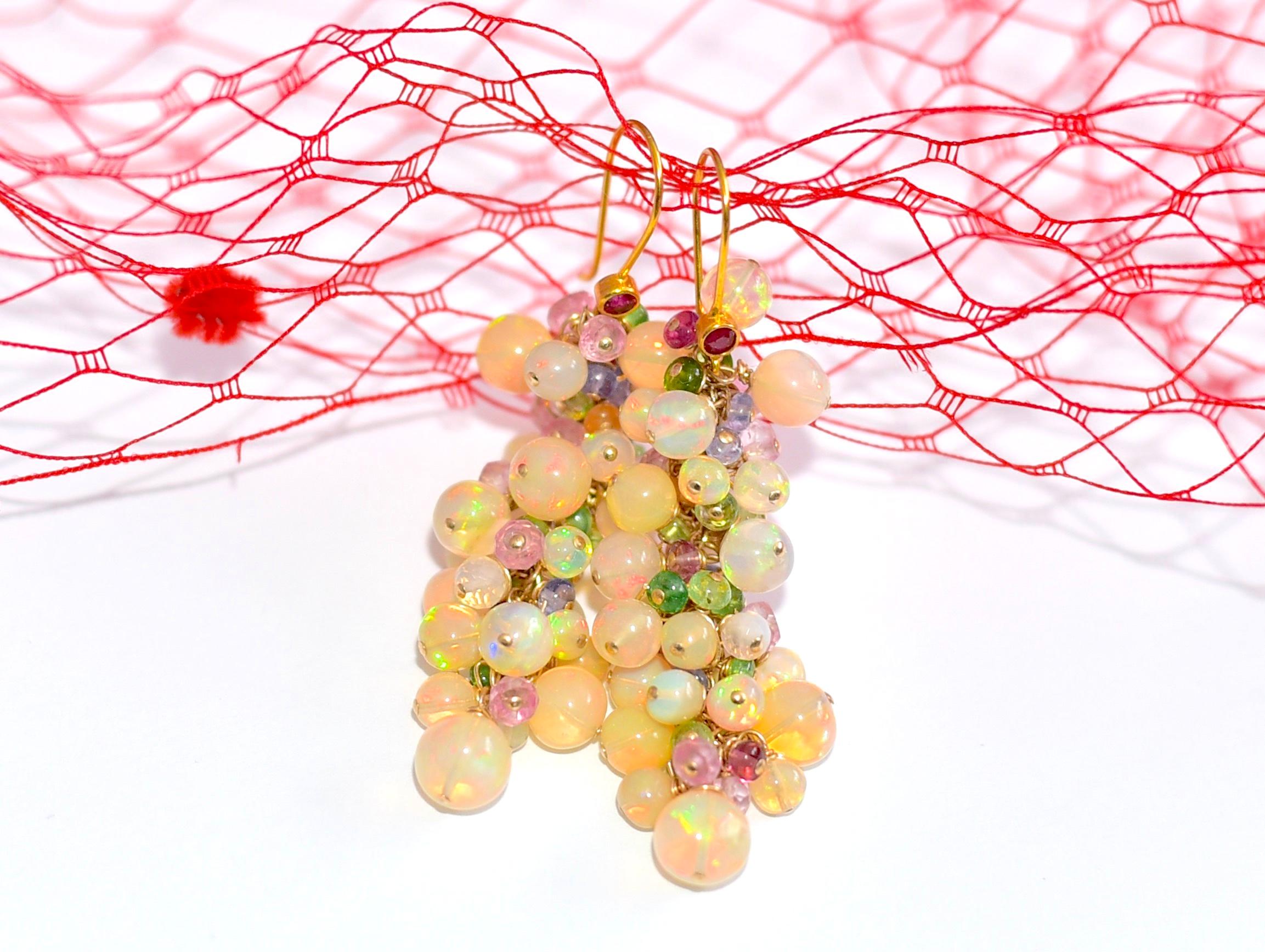 Natural Multi-colored Gemstone, Opal Earrings Wit… - image 4