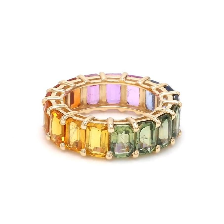 Regenbogen Saphir Smaragd Schliff Ring Ewigkeit Band 14K massivem Gold  Natürlich  Saphir Ring mit achteckigem Schliff  Ombre Farbverlauf Regenbogen Ring Gold

STEIN DETAILS :
✦ Edelstein: Regenbogen-Saphir
✦ Edelsteinart : Natürlich
✦ Größe der