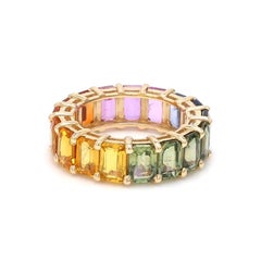 Natural 7.18cts Multi-sapphire Ring in 14k Gold