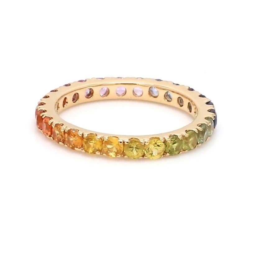 Bague saphir naturel multicolore en or 14 carats Neuf - En vente à jaipur, IN
