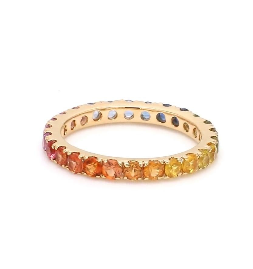 Bague saphir naturel multicolore en or 14 carats Pour femmes en vente