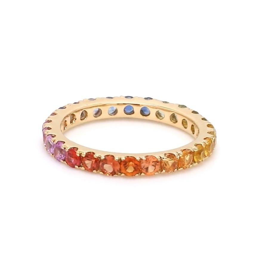 Bague saphir naturel multicolore en or 14 carats en vente 1
