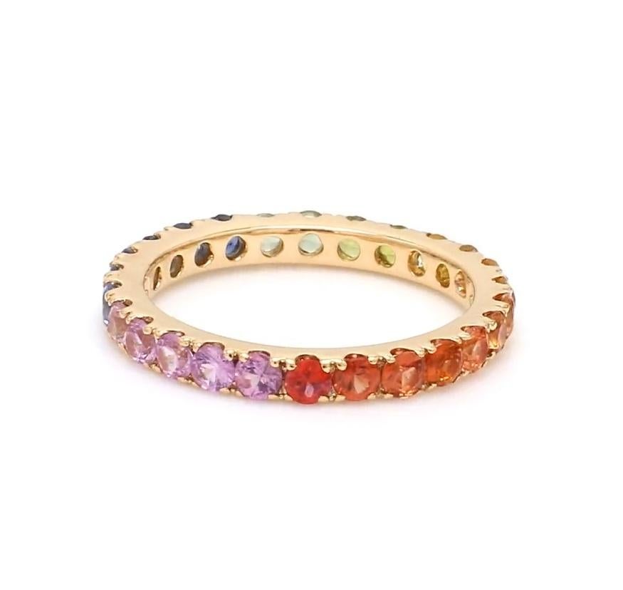 Bague saphir naturel multicolore en or 14 carats en vente 2