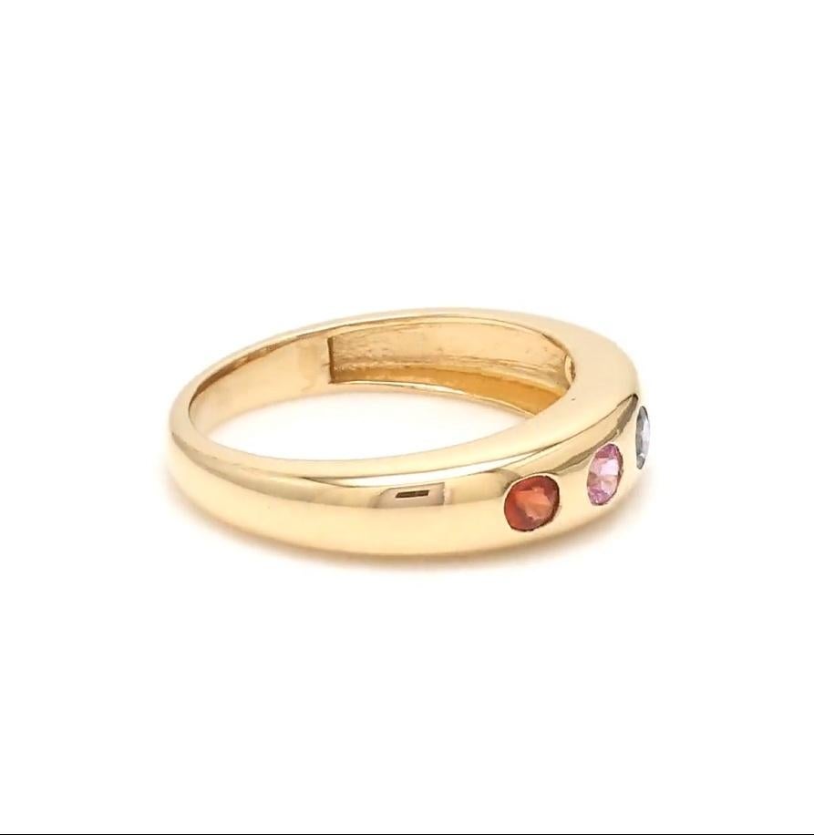 Anello con zaffiro naturale multicolore in oro 14k in vendita 3