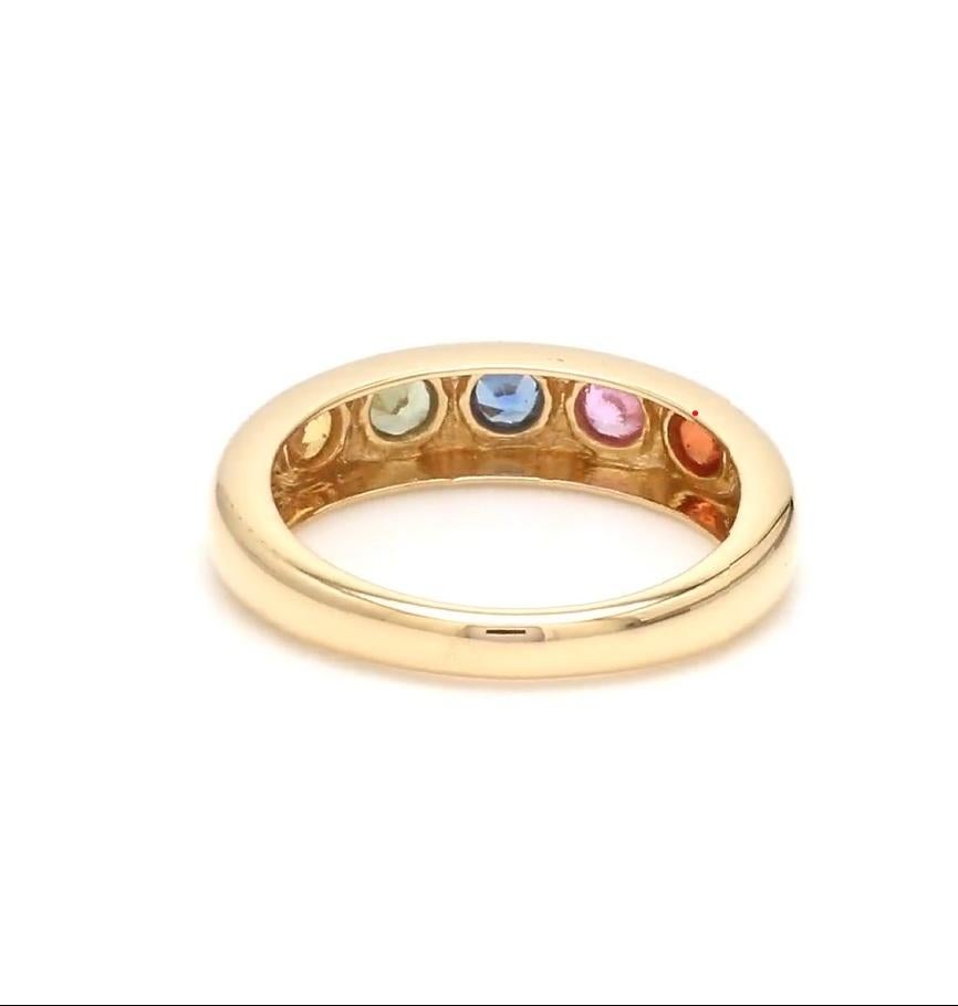 Anello con zaffiro naturale multicolore in oro 14k in vendita 4