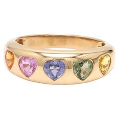 Natural multi colour sapphire ring in 14k gold