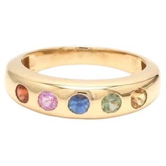 Bague saphir naturel multicolore en or 14 carats