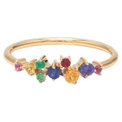Bague saphir naturel multicolore en or 14 carats