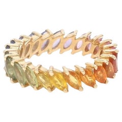 Anello con zaffiro naturale multicolore in oro 14k