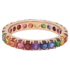 Bague saphir naturel multicolore en or 14 carats