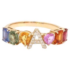 Natural multi colour sapphire ring in 14k gold